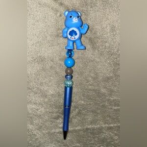 Blue care bear beaded pen